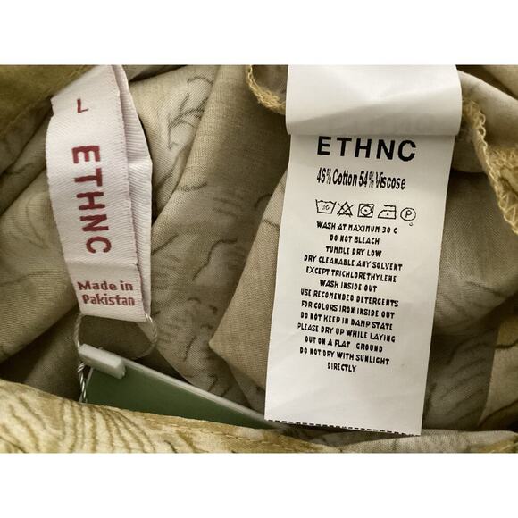 ETHNC olive-green, floral print,intricate beadwork embellishments women’s sz L - Picture 5 of 6